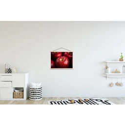 Rood - Appels - Fruit textielposter latten blank klein -kinderkamer