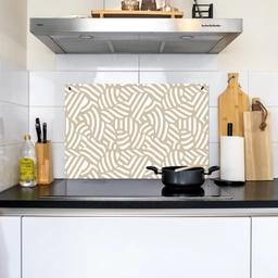 Abstract - Modern - Beige Inductie beschemer met haakjes klein 777 -sfeer2
