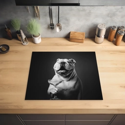 Buldog - Hond - Glas Inductie beschermer vinyl 3mm middel -sfeer5