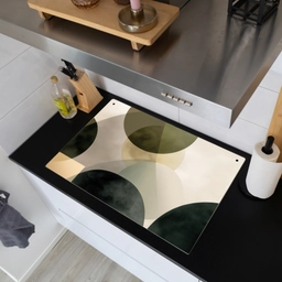 Vlakken - Abstract - Beige - Cirkels Inductie beschemer met haakjes klein -sfeer1