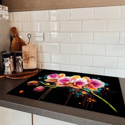 Orchidee - Graffiti - Kleurrijk - Bloemen - Abstract Inductie beschermer vinyl 3mm klein -sfeer3