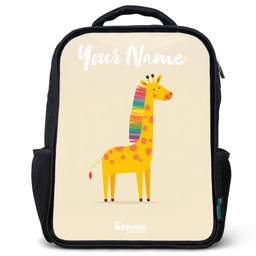 Giraffe - Dier - Kleurrijk Rugzak - Zwart middel -3d