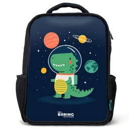Ruimte - Dino - Planeten - Sterren Rugzak - Zwart middel -3d