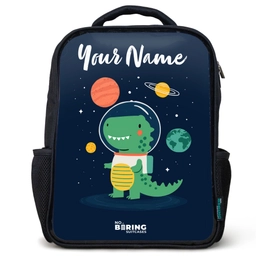 Ruimte - Dino - Planeten - Sterren Rugzak - Zwart middel -3d