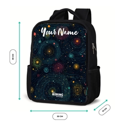 Sterren - Planeten - Kleurrijk Rugzak - Zwart middel -productfoto_formaten