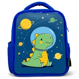Dino - Ruimte - Planeten Kinderrugzak - Blauw middel -3d