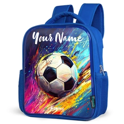 Neon - Voetbal - Kleurrijk Kinderrugzak - Blauw middel -schuin