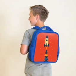 Raket - Planeten - Rood Kinderrugzak - Blauw middel -sfeer2