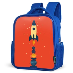 Raket - Planeten - Rood Kinderrugzak - Blauw middel -schuin