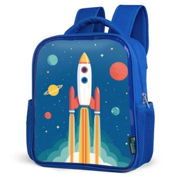 Raket - Planeten - Ruimte Kinderrugzak - Blauw middel -schuin