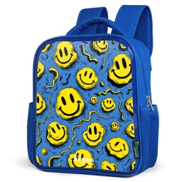 Smiley - Geel - Blauw Kinderrugzak - Blauw middel -schuin