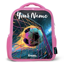 Neon - Net - Voetbal - Kleurrijk Kinderrugzak - Roze middel -3d