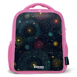 Sterren - Planeten - Kleurrijk Kinderrugzak - Roze middel -3d