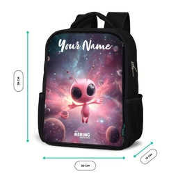 Roze Alien in Sterrennevel Rugzak - Zwart middel -productfoto_formaten