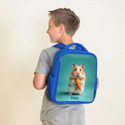 Hamster - Wortel - Dier Kinderrugzak - Blauw middel -sfeer2