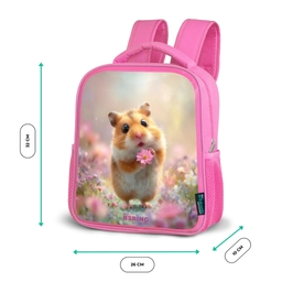 Hamster - Bloem - Natuur - Dier Kinderrugzak - Roze middel -productfoto_formaten