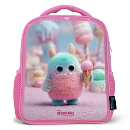 Zoet Monstersnoep Avontuur Kinderrugzak - Roze middel -3d