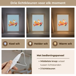 Vos - Vliegtuig - Blauw Light Box met kabel klein -USP_lichtkleurNL