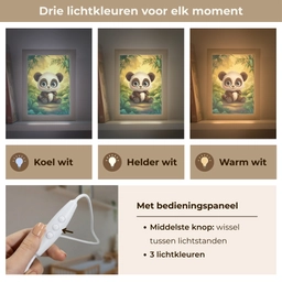 Panda - Cartoon - Bamboebos - Zwart Light Box met kabel klein -USP_lichtkleurNL