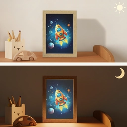 Raket - Ruimte - Planeten - Kinderen - Jongen Light Box met kabel klein -sfeer3_kind