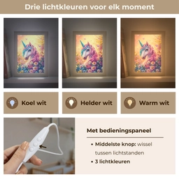 Eenhoorn - Roze - Kleurrijk - Sprookjesbos Light Box met kabel klein -USP_lichtkleurNL