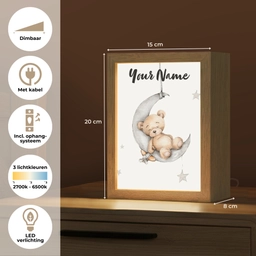 Beer - Maan - Sterren - Kinderen Light Box met kabel (Kinderlampje) klein -USP_NL