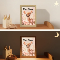Hertje - Illustratie - Bloemen - Roze Light Box met kabel (Kinderlampje) klein -sfeer3_kind