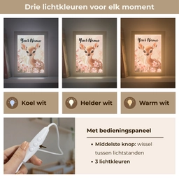 Hertje - Illustratie - Bloemen - Roze Light Box met kabel (Kinderlampje) klein -USP_lichtkleurNL