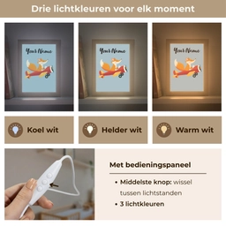 Vos - Vliegtuig - Blauw Light Box met kabel (Kinderlampje) klein -USP_lichtkleurNL