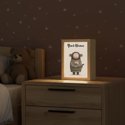 Aap - Roze bloemen - Speels Light Box met kabel (Kinderlampje) klein -sfeer1_kind