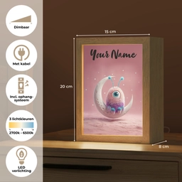 Maan - Monster - Roze Light Box met kabel (Kinderlampje) klein -USP_NL