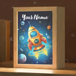 Raket - Ruimte - Planeten - Kinderen - Jongen Light Box met kabel (Kinderlampje) klein -zzz_3d_website