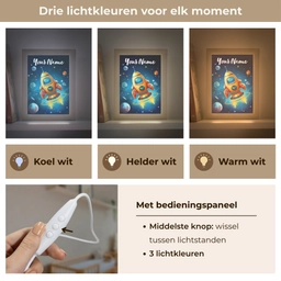 Raket - Ruimte - Planeten - Kinderen - Jongen Light Box met kabel (Kinderlampje) klein -USP_lichtkleurNL