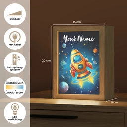 Raket - Ruimte - Planeten - Kinderen - Jongen Light Box met kabel (Kinderlampje) klein -USP_NL
