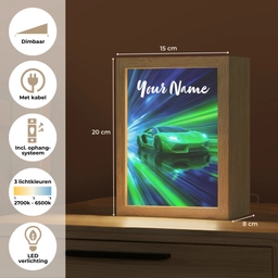 Sportauto - Groen - Snelheidslijnen - Neon Light Box met kabel (Kinderlampje) klein -USP_NL