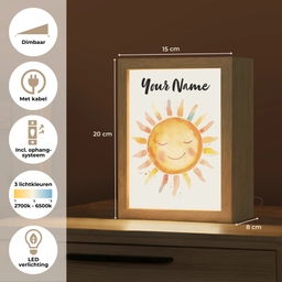 Zon - Watercolor - Geel Light Box met kabel (Kinderlampje) klein -USP_NL