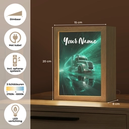 Vrachtwagen - Stad - Groen - Neon Light Box met kabel (Kinderlampje) klein -USP_NL