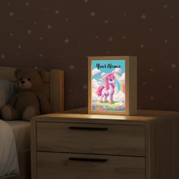 Unicorn - Meisjes - Bloemen - Regenboog - Eenhoorn Light Box met kabel (Kinderlampje) klein -sfeer1_kind