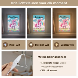 Unicorn - Meisjes - Bloemen - Regenboog - Eenhoorn Light Box met kabel (Kinderlampje) klein -USP_lichtkleurNL