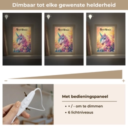 Eenhoorn - Roze - Kleurrijk - Sprookjesbos Light Box met kabel (Kinderlampje) klein -USP_dimbaarNL