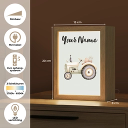 Vintage - Tractor - Pastel - Blauw Light Box met kabel (Kinderlampje) klein -USP_NL