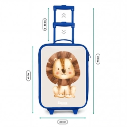Leeuw illustratie met beige achtergrond Kinderkoffer - Blauw klein -productfoto_formaten