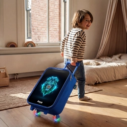 Lichtgevende leeuw Kinderkoffer - Blauw klein -sfeer1