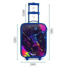 Neon actievolle voetbalspeler Kinderkoffer - Blauw klein -productfoto_formaten