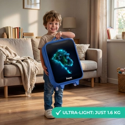Neon silhouet van een chimpansee Kinderkoffer - Blauw klein -sfeer2_EN