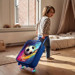 Neon - Voetbal - Kleurrijk Kinderkoffer - Blauw klein -sfeer1