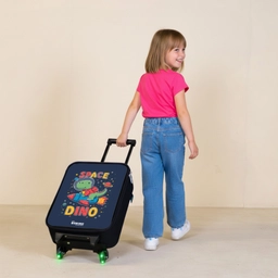 Dino - Groen - Raket - Sterren Kinderkoffer - Zwart klein -sfeer1