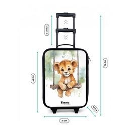 Leeuwenwelpje met schommel illustratie Kinderkoffer - Zwart klein -productfoto_formaten