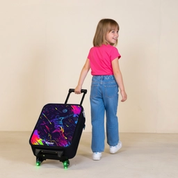 Neon actievolle voetbalspeler Kinderkoffer - Zwart klein -sfeer1