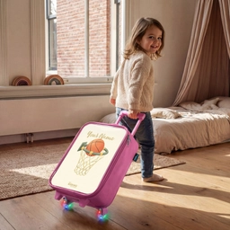Basketbal in neutrale kleuren Kinderkoffer - Roze klein -sfeer1